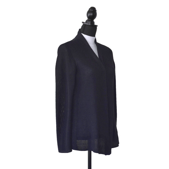 A6 Auth EILEEN FISHER Midnight Cotton/Silk Open Front Petite Cardigan Size PS - Picture 2 of 5